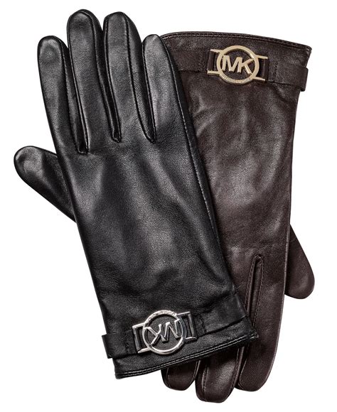 medium women's michael kors glove w mk logo brown|Michael Kors Leather Glove W/Mk Circle Logo .